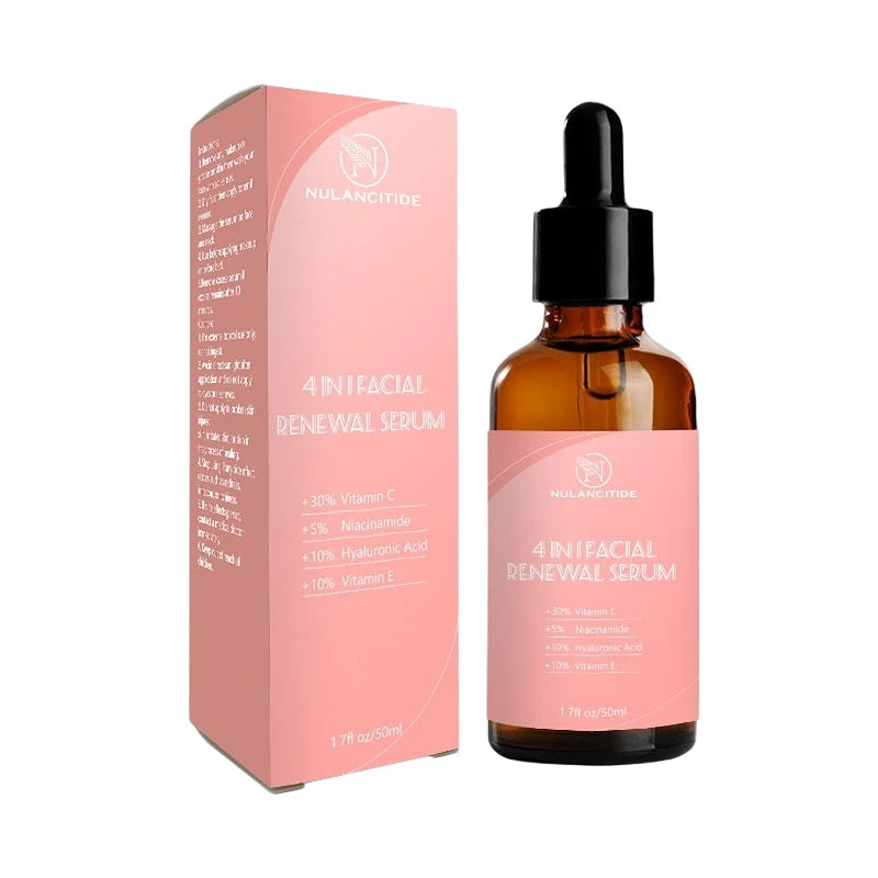 Custom Private Label Skin Care Facial Serum 4 in 1 Anti-aging Whitening 30% Vitamin C 5% Niacinamide 10% Vitamin E HA Face Serum