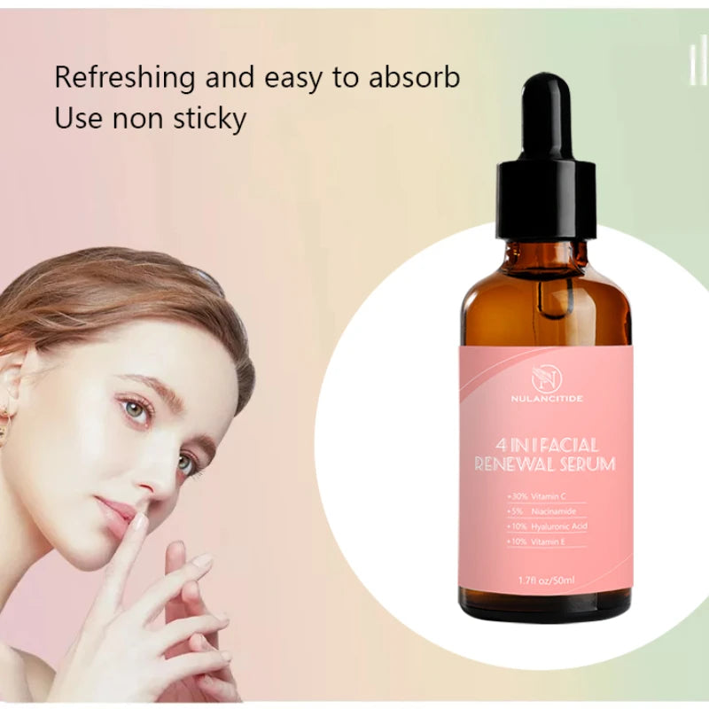 Custom Private Label Skin Care Facial Serum 4 in 1 Anti-aging Whitening 30% Vitamin C 5% Niacinamide 10% Vitamin E HA Face Serum